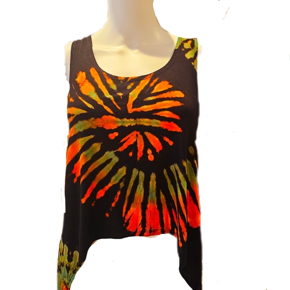 TIE DYE Stretchy Rayon Hippie Hi Lo Top**11 Colors Avail.*** O/S - Picture 4 of 12